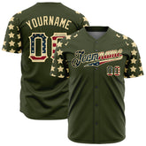 Custom National USA Flag Two Tone Authentic Vintage Green Baseball Jersey